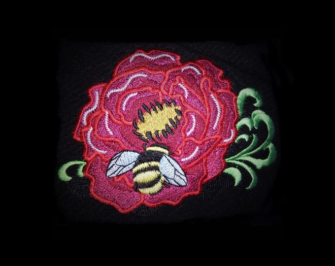 Big Flower and Little Bee machine embroidery designs fill stitch floral garden Peony Rose Eglantine in assorted sizes for hoop 4x4  5x7