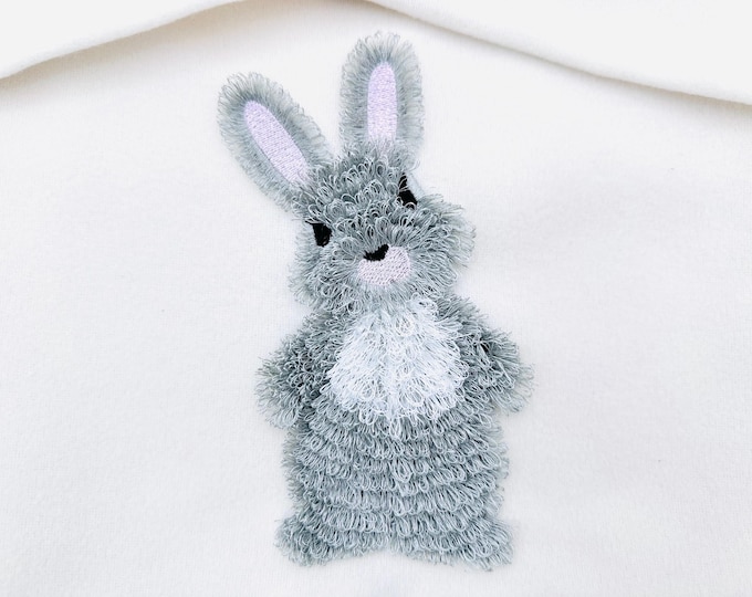 Fringed Fluffy Easter Bunny fringe animal kids girls boys machine embroidery designs fuzzy chenille sizes for hoop 5x7