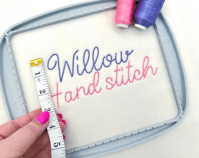 Handwritten script FONT Soft Touch Hand stitch effect bean stitch alphabet monogram machine embroidery designs many sizes 1.3 to 4.3 inch BX