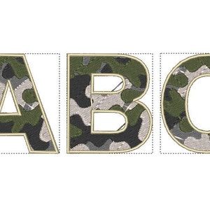 Camo, Camouflage Font machine embroidery designs INSTANT DOWNLOAD Letters A-Z and numbers 0-9, assorted sizes military army camouflage font