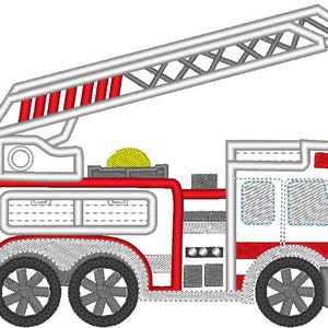 Fire truck machine embroidery designs, applique and fill stitch designs hoop 4x4, 5x7 kids boy fire truck firefighting rescue vehicle car