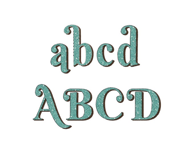 Vintage Glitter Font HTV glitter vinyl monogram sparkling Retro alphabet letters machine embroidery designs sizes 1.8 up to 4.4 inches, BX