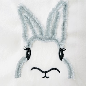 Fluffy Easter Peeking Bunny  machine embroidery designs chenille cute fringed Bunny fringe in the hoop ITH project size 4, 5, 6, 7 inches by Artapli embroidery format PES HUS JEF EXP DST VIP VP3 XXX instant download