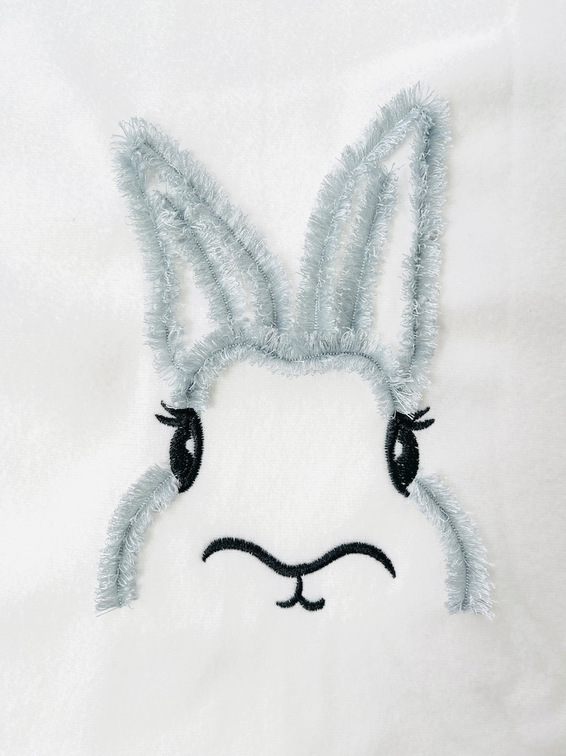 Fluffy Easter Peeking Bunny  machine embroidery designs chenille cute fringed Bunny fringe in the hoop ITH project size 4, 5, 6, 7 inches by Artapli embroidery format PES HUS JEF EXP DST VIP VP3 XXX instant download
