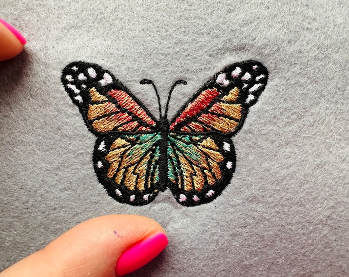 Realistic  botanical butterfly machine embroidery design  beautiful summer awesome girl girly colorful butterfly embroidery patch