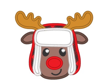 Moose, Elk, Deer Gingham Tartan Plaid Bomber hat boy Christmas pajama applique machine embroidery designs