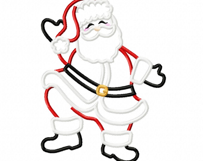 Dancing Santa Christmas Santa happy awesome Santa embroidery applique design Santa applique assorted sizes  5x7 6x10 8x8 8x12