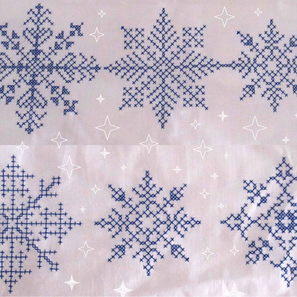 Snowflake cross motif stitch - for machine embroidery - Single 5 Snowflakes - multiple sizes, for hoop 4x4 and 5x7 INSTANT DOWNLOAD