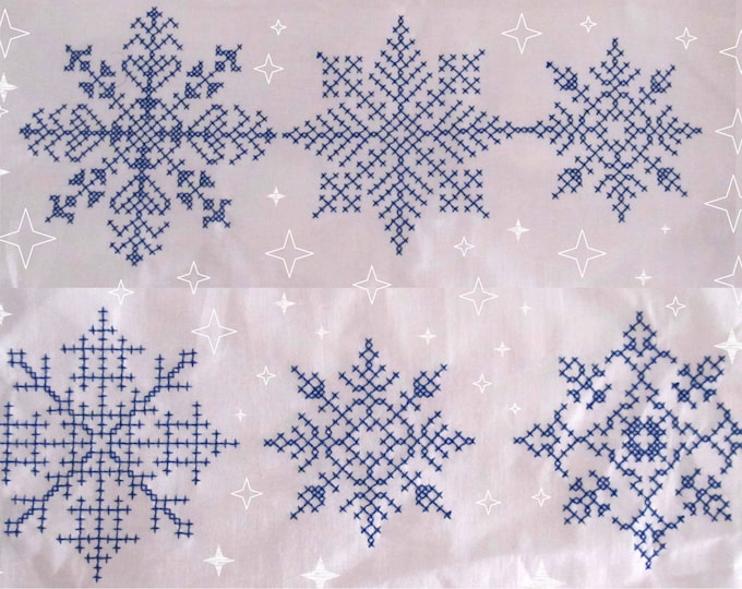 Snowflake cross motif stitch - for machine embroidery - Single 5 Snowflakes - multiple sizes, for hoop 4x4 and 5x7 INSTANT DOWNLOAD