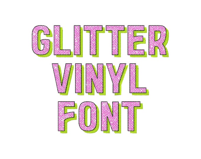 Block Glitter Shadow Font HTV glitter monogram sparkle effect alphabet letters machine embroidery designs sizes 1.4 up to 3 inch and BX