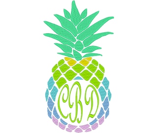 Rainbow Pineapple Monogram Frame machine embroidery designs Circle Monogram Frame for hoop 4x4 and 5x7 awesome summer fruit kids tshirt