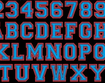 Two layers Double applique Athletic Sport High School Team Players FONT embroidery alphabet BX font and other embroidery formats 3 to 7inch