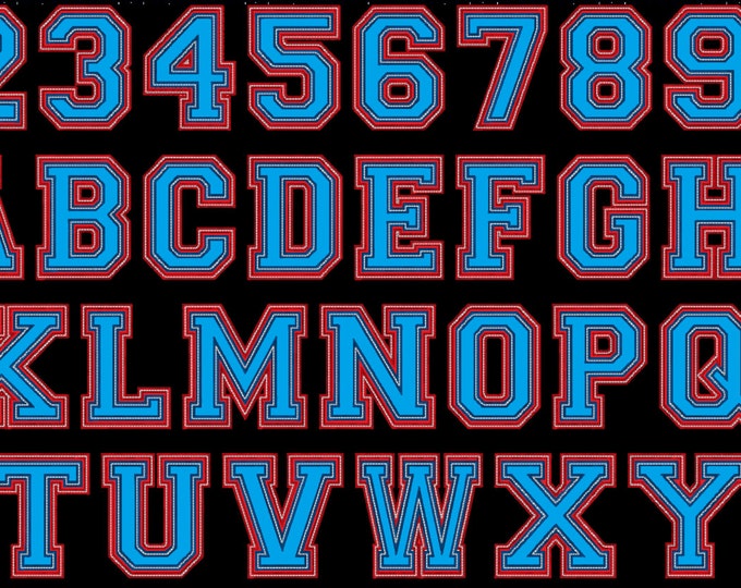 Two layers Double applique Athletic Sport High School Team Players machine embroidery design alphabet - BX font and other embroidery formats