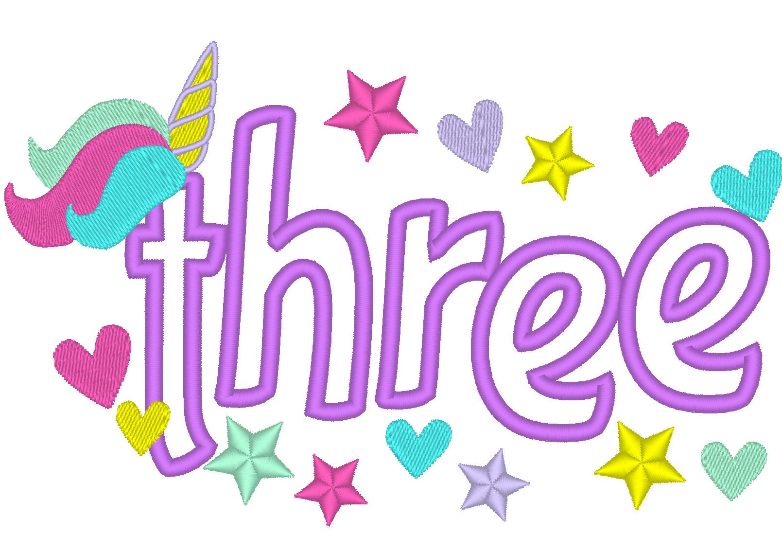 unicorn tail birthday number three 3 unicorn word number birthday