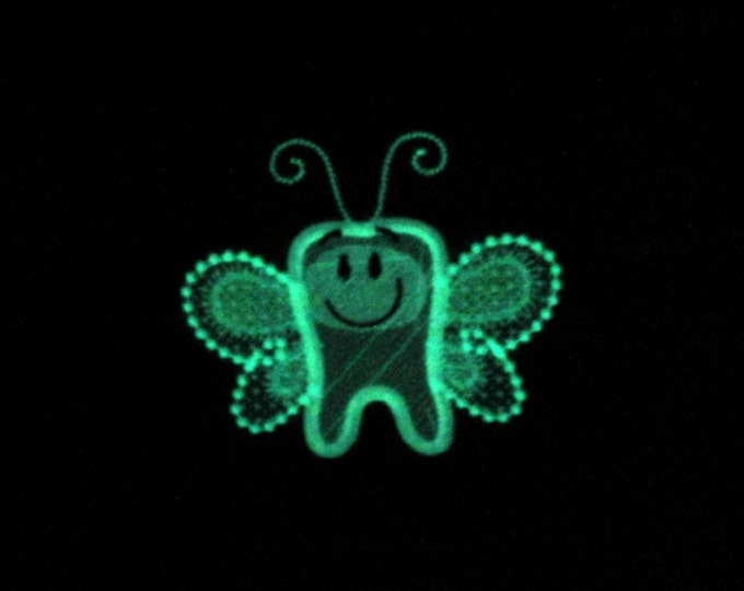 Tooth Fairy - Glow in the dark special designed machine embroidery design, sizes 4x4 and 5x7 INSTANT DOWNLOAD