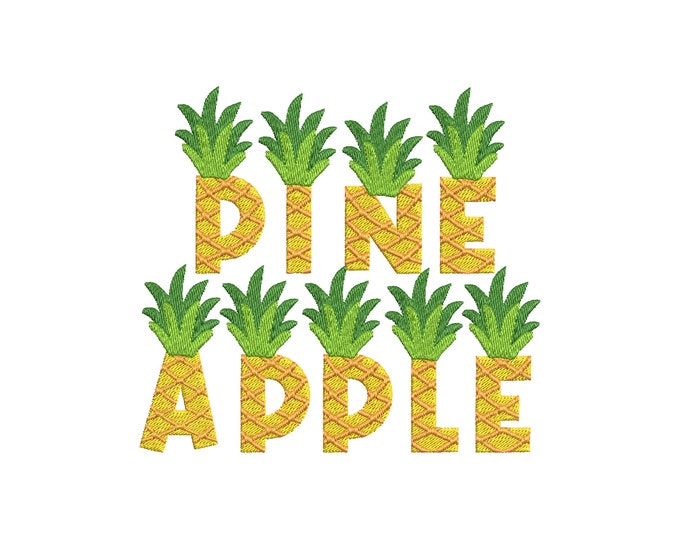Patterned Pineapple Font Tutti Frutti summer Pineapple alphabet letters monogram machine embroidery designs Fruit Palm Tree Ananas plant