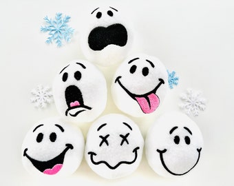 Set of 6 Snowball for playing snow fight ITH In The Hoop Machine Embroidery designs in one step super simply ITH kids soft toy plushie ball