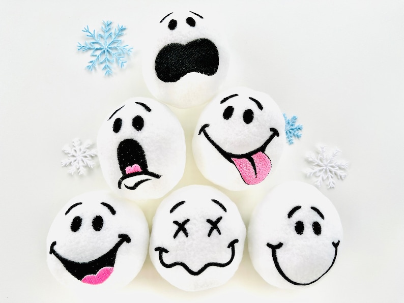 Set of 6 Snowball for playing snow fight ITH In The Hoop Machine Embroidery designs in one step, super simply ITH kids toy plushie ball Christmas gift idea by Artapli embroidery formats PES HUS JEF EXP DST VIP VP3 XXX instant download