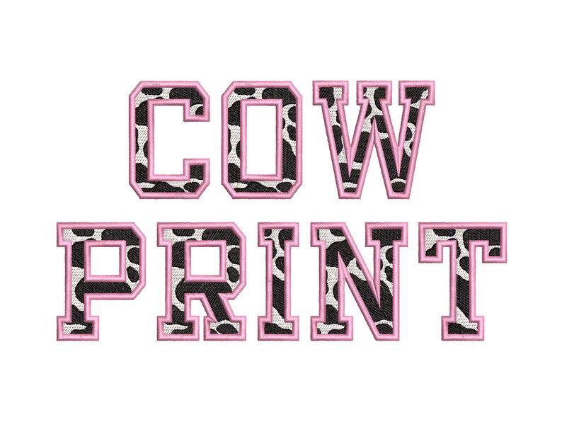 Cow Print Block Font Fill Stitch Alphabet Letters Machine Embroidery ...
