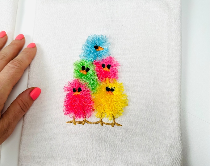 Little chick stack machine embroidery designs Fringed Fluffy Chicks chenille farm bird small baby chicken kids awesome fringe fuzzy fur