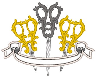 Seamstress banner design sewer, sempstress, needlewoman  embroidery design Scissors  4x4, 5x7 machine embroidery design