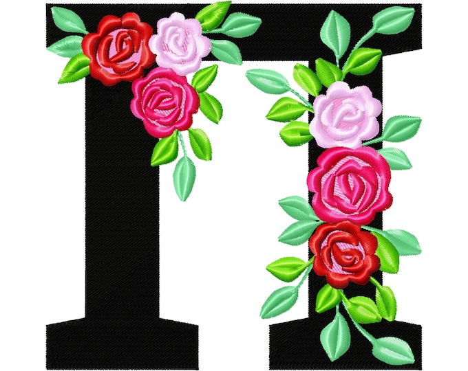 Fraternities & sororities Floral Greek Letter PI roses rose flowers machine embroidery designs from 2″ up to 5″ INSTANT DOWNLOAD