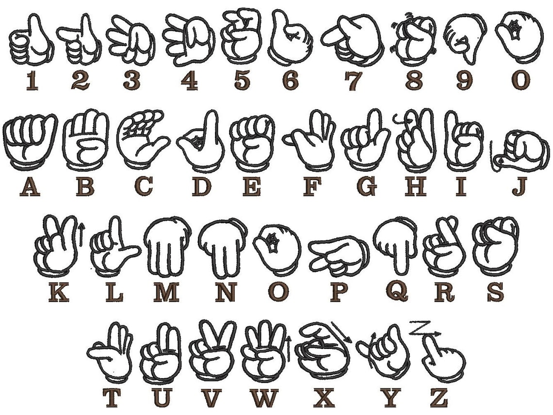 Sign Language FONT Hand Sign Alphabet Letters and Numbers - Etsy