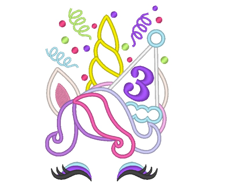 birthday number 3 party birthday rainbow unicorn confetti etsy