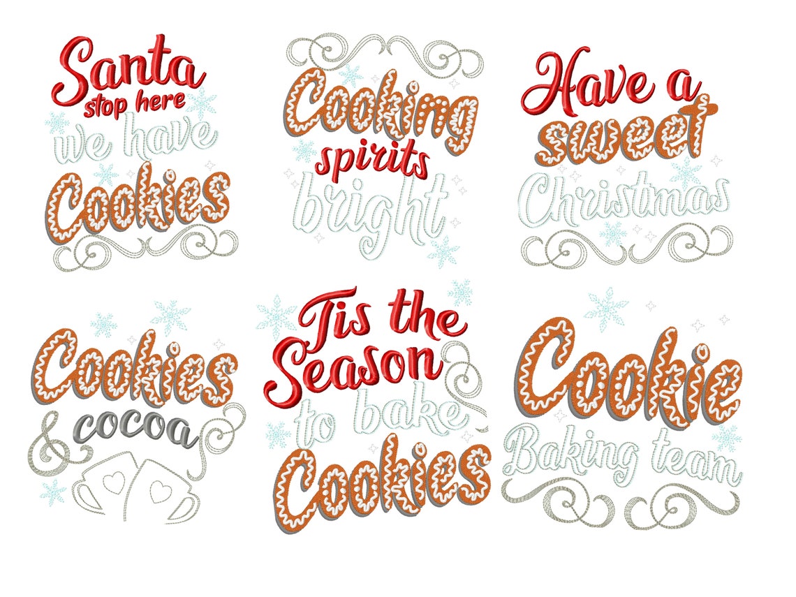 Merry Christmas kitchen Cookie baking saying designs SET of 6 | Etsy