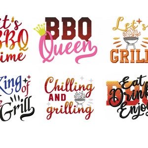 Ställ in grilltid, det är grilltid, förkläde, kökshandduk, sommartid, tonad, regnbåge, skimrande broderidesign 4, 6, 7, 8 tum