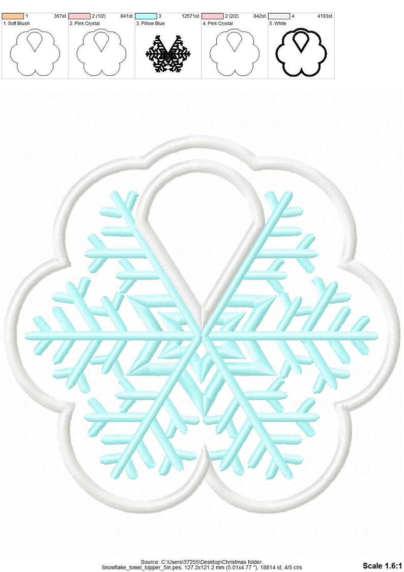 Christmas snowflake frozen bath towel topper hanging hole In The Hoop machine embroidery designs, ITH project towel hanger kids gift idea image 4
