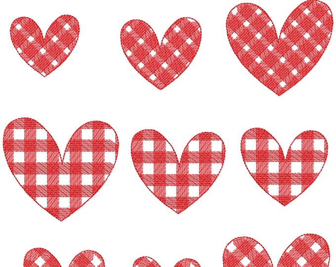 Single Gingham Tartan Valentine Swetre sleeve amma shirt designs mini gingham heart machine embroidery designs