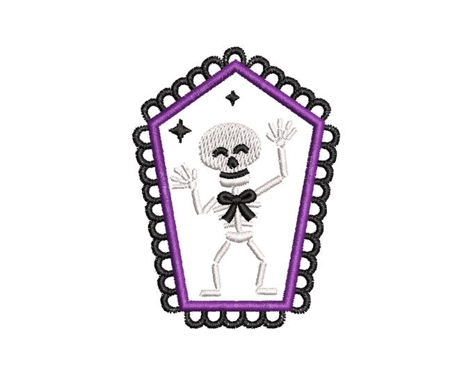 Halloween Dancing Skeleton in Frame machine embroidery designs mini sizes 2 up to 4 inch kids baby boys scary spooky Skeleton design