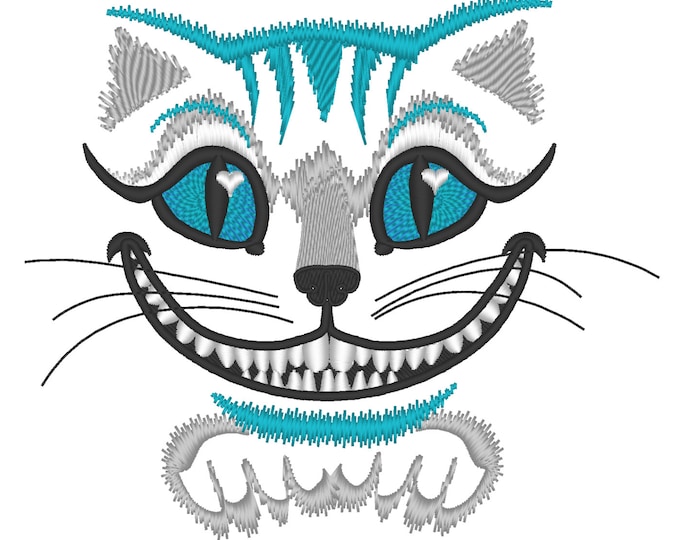 Awesome Cheshire cat embroidery designs - machine embroidery design 4x4 and 5x7 for Wonderland teaparty projects