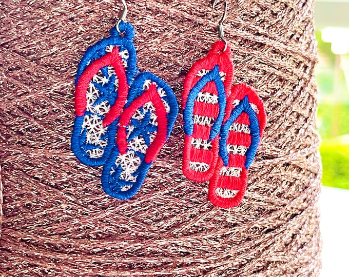 Summer flip flops earrings charm pendant FSL freestanding lace machine embroidery designs flip flop beach shoes kids lace earrings for girl