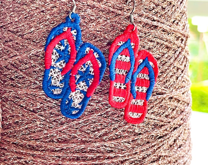 Summer flip flops earrings charm pendant FSL freestanding lace machine embroidery designs flip flop beach shoes kids lace earrings for girl