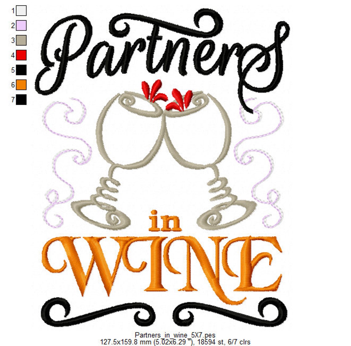 Partners in Wine Machine Embroidery Designs 4x4 and 5x7 Etsy