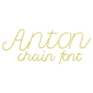 Ponto rápido e leve Anton Chain FONT letras do alfabeto cursivo desenhos de bordado à máquina vários tamanhos de 0,5 a 4 polegadas, nome de criança