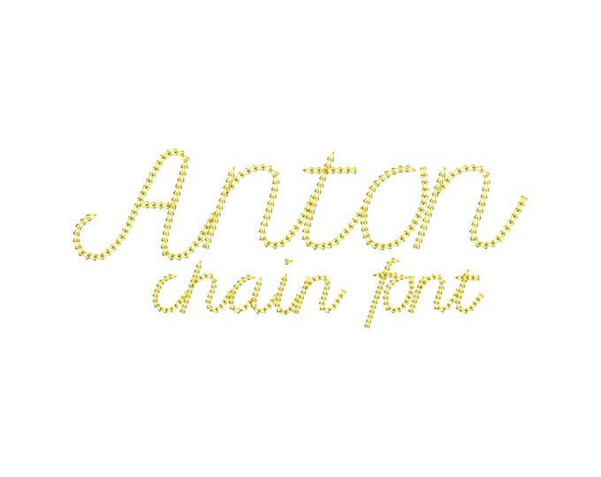 Quick light stitch Anton Chain FONT cursive script alphabet letters machine embroidery designs multiple sizes 0.5 up to 4 inches, kids name