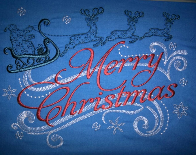 Merry Christmas sketch quick stitch big designs embroidery - for hoops 5x7, 6x10 and 8x12 Banner Garden flag family embroidery designs