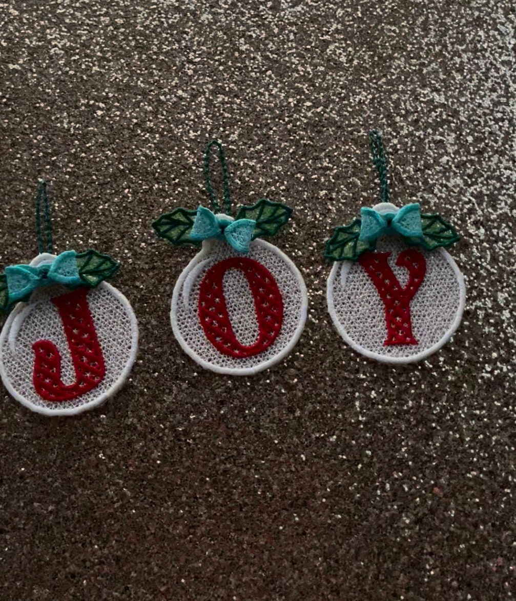 Christmas Bows & Ornaments Alphabet Embroidery Design