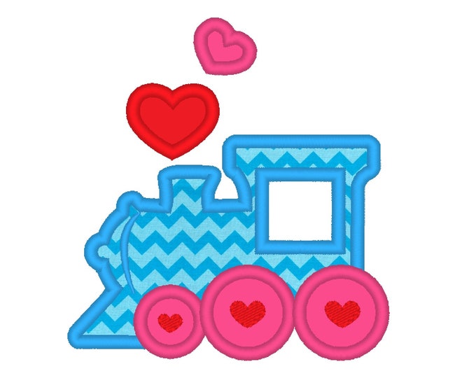 Valentine day train with love hearts love train hearts boy Valentine machine embroidery applique designs  4x4, 5x7  6x10