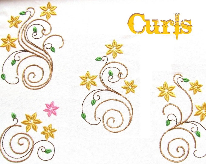 Floral Curls set - machine embroidery designs - machine embroidery designs - for 4x4, 5x7 INSTANT DOWNLOAD