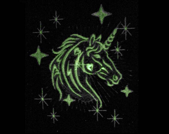 Unicorn magic head / Glow in the dark special designed machine embroidery / sizes 4x4 and 5x7 INSTANT DOWNLOAD