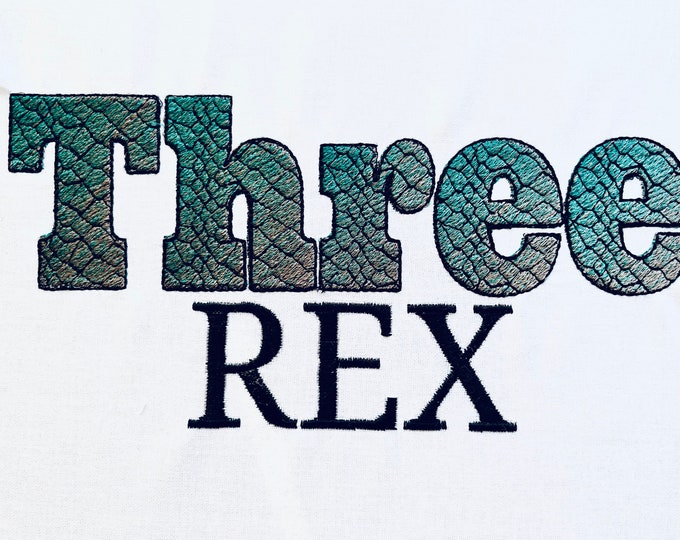 T-rex Rex gradient ombre Font dinosaur skin alphabet fill stitch Jurassic Font A-Z and numbers machine embroidery designs 1.5 thru 3.5″ boys