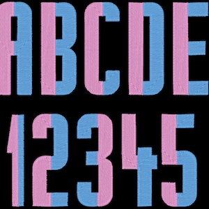 Duo font narrow split fill stitch 2 color Font Duo color Duotone alphabet machine embroidery designs 1.5 to 5 two colors duotone duo color