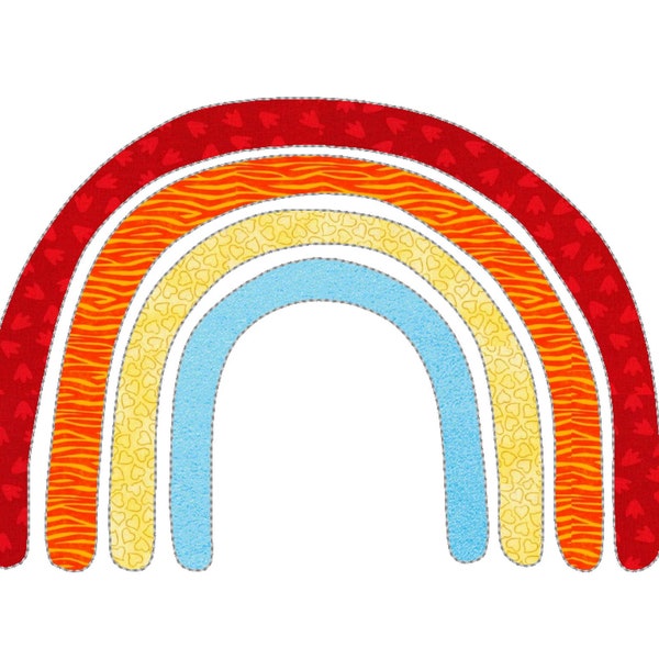 Rainbow  Applique Triple bean stitch Raggedy edge Applique designs summer rainbow kids hand Free Edge Applique