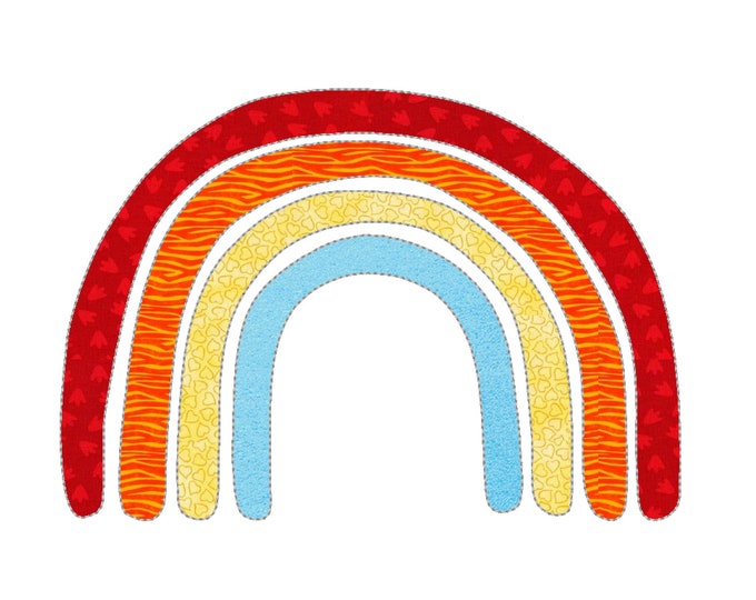 Rainbow  Applique Triple bean stitch Raggedy edge Applique designs summer rainbow kids hand Free Edge Applique