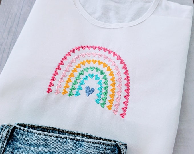 Heart rainbow hearts easy stitch rainbow in many sizes, rainbow machine embroidery designs colorful and pretty for kids children baby