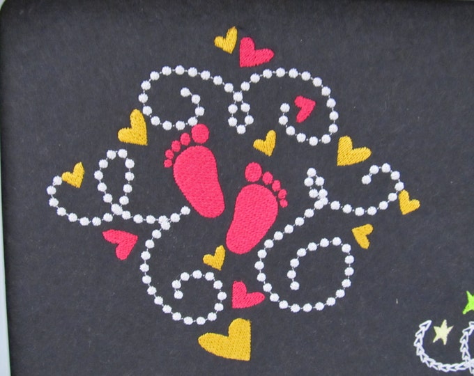 Twinkle twinkle adorn pregnant it's a girl embroidery swirl design 4x4, 5x7 and 6x10